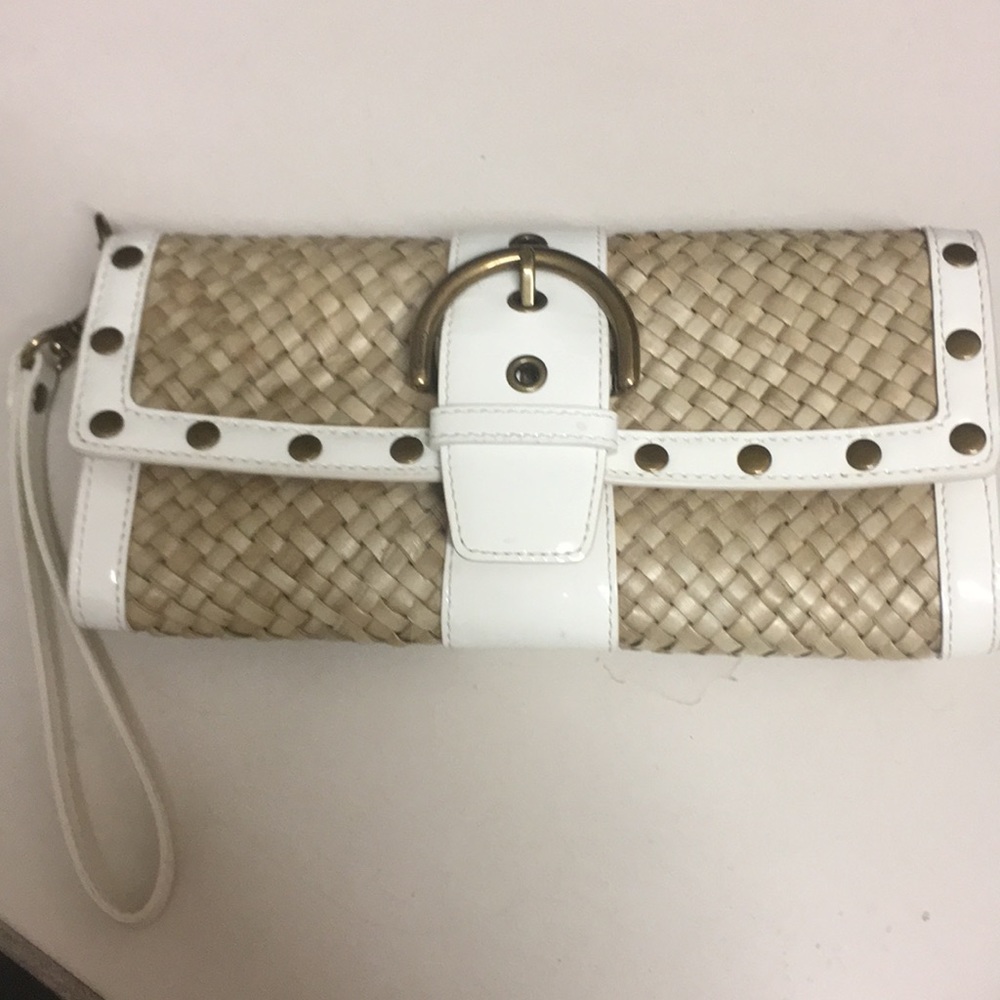 Coach straw wristlet